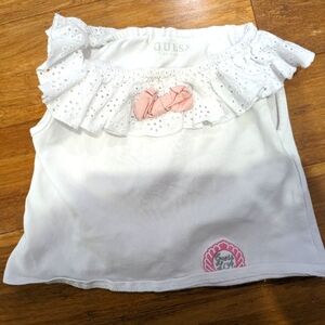 2/$30. Guess baby girl white shirt. Pink bow. EUC